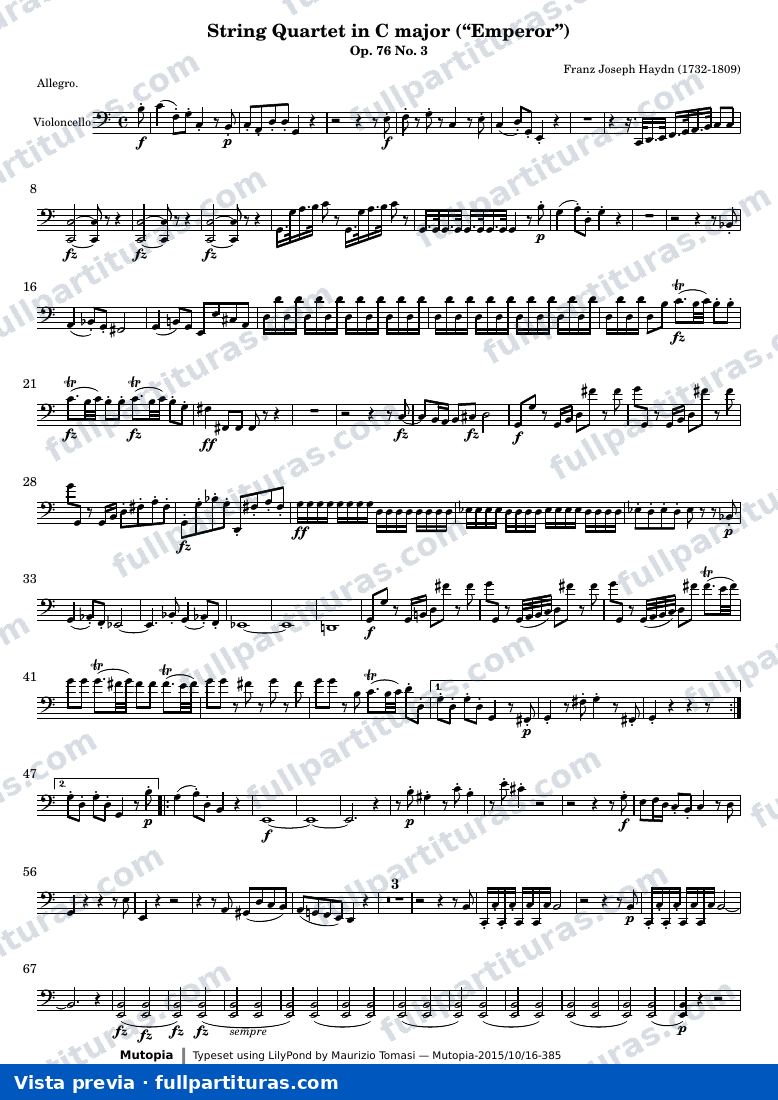 String Quartet in C major — Violoncello — aperçu