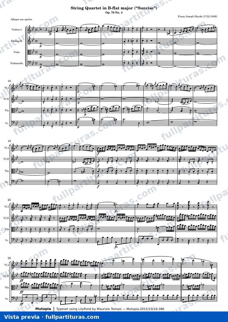String Quartet in B-flat major — Score — aperçu