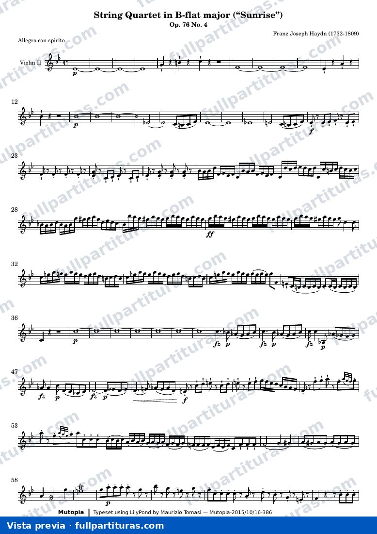 String Quartet in B-flat major — Violin2 — aperçu