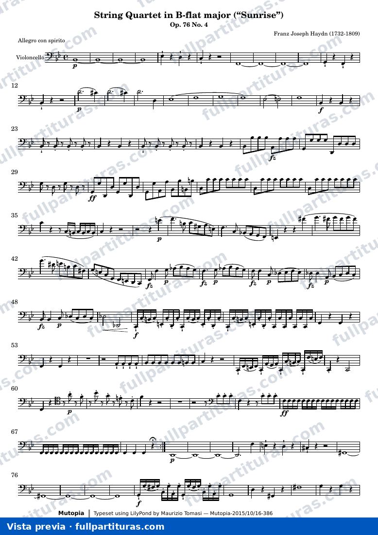 String Quartet in B-flat major — Violoncello — aperçu