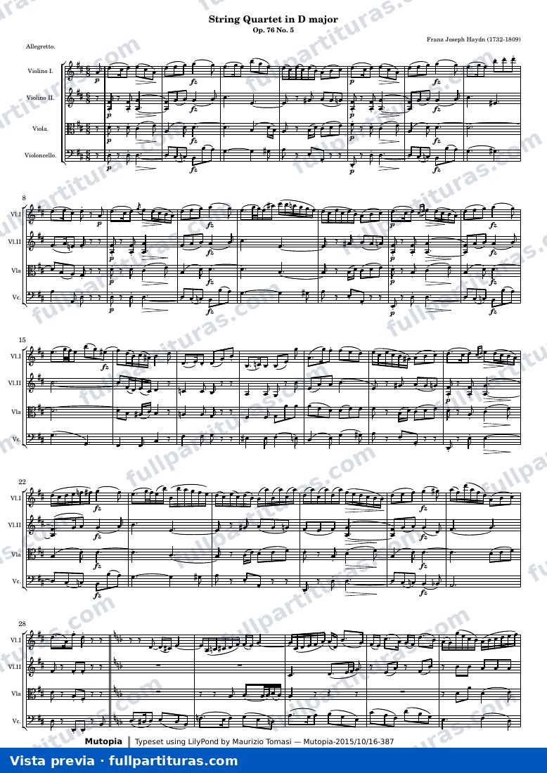 String Quartet in D major — Score — aperçu