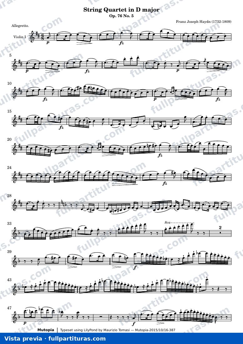 String Quartet in D major — Violin1 — anteprima