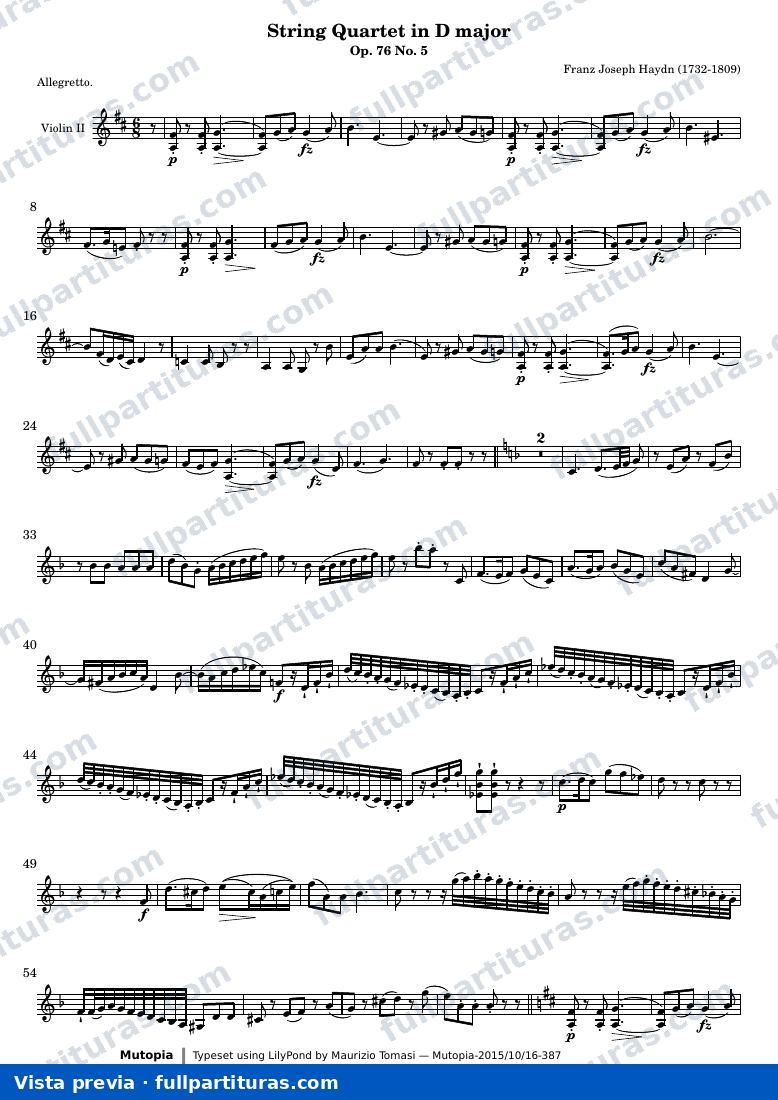 String Quartet in D major — Violin2 — aperçu