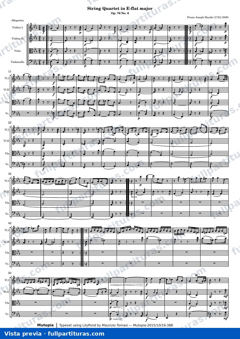 String Quartet in E-flat major — Score — aperçu