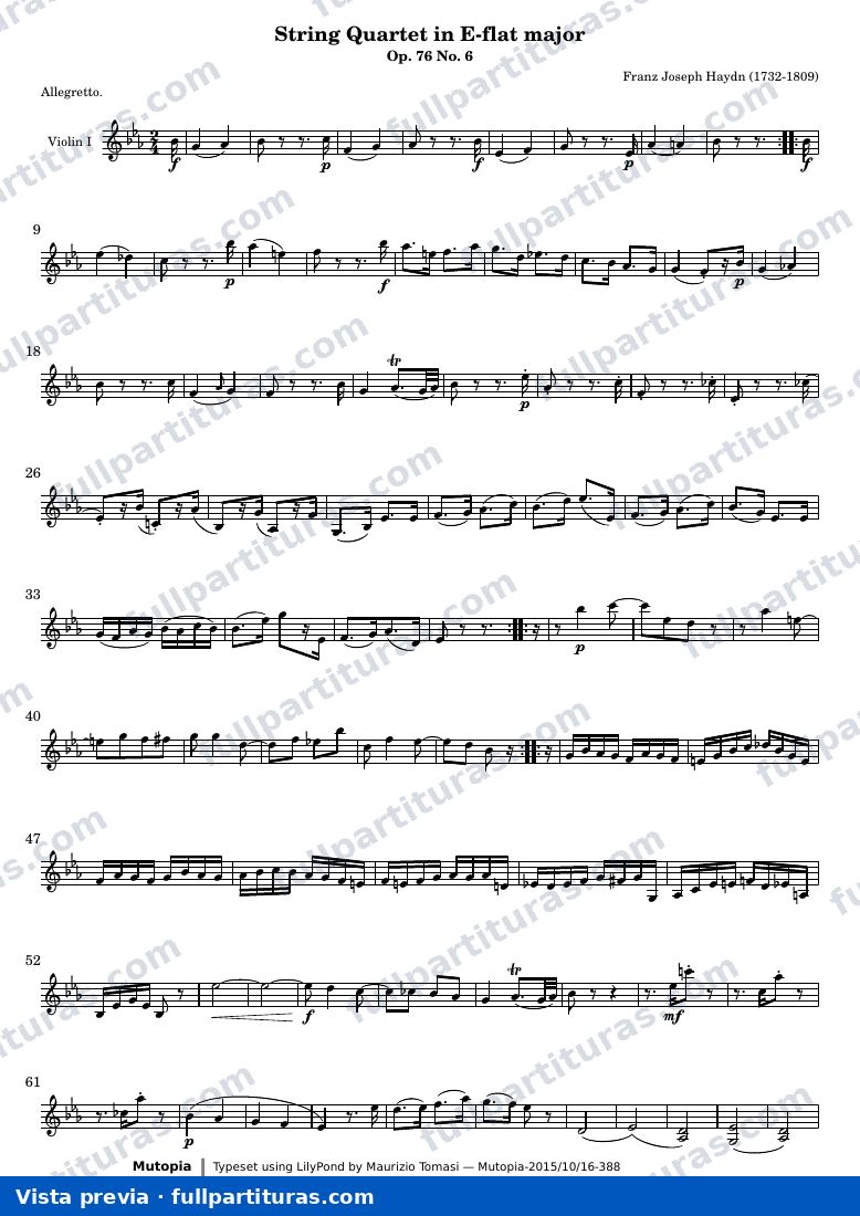 String Quartet in E-flat major — Violin1 — aperçu