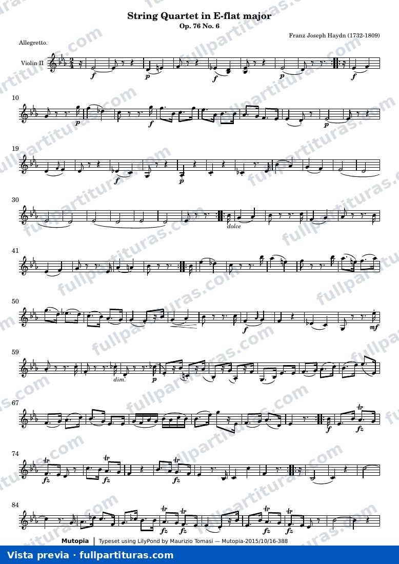 String Quartet in E-flat major — Violin2 — aperçu