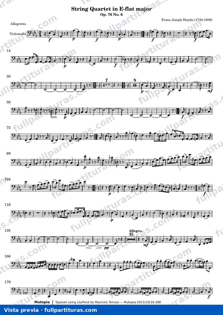 String Quartet in E-flat major — Violoncello — aperçu