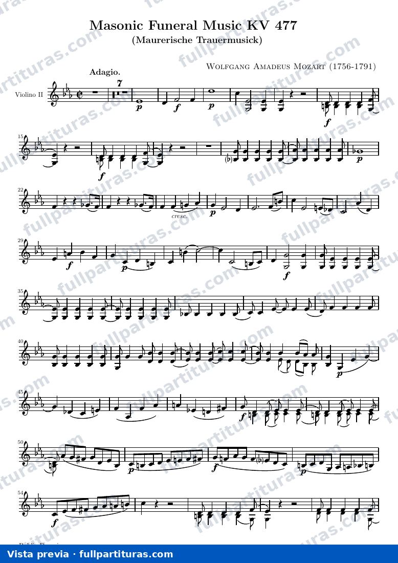 Masonic Funeral Music KV 477 — K477 violin2 — vista previa