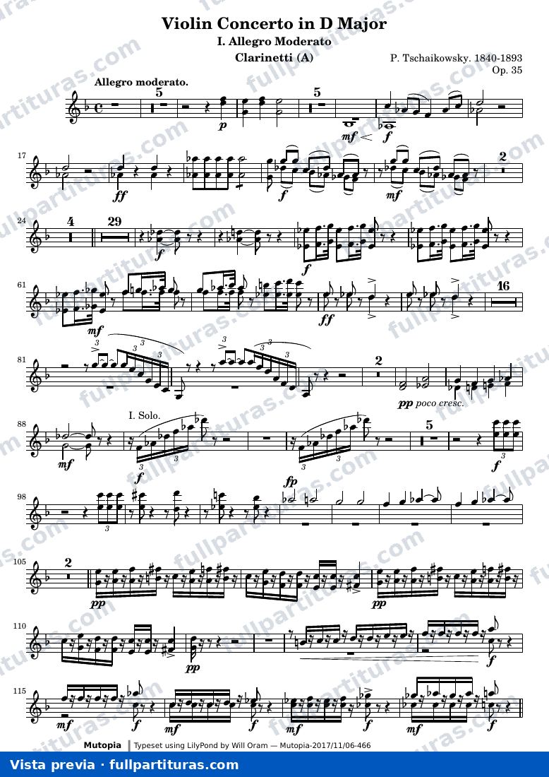 Violin Concerto in D Major (All three movements) — Clarinetti — Vorschau