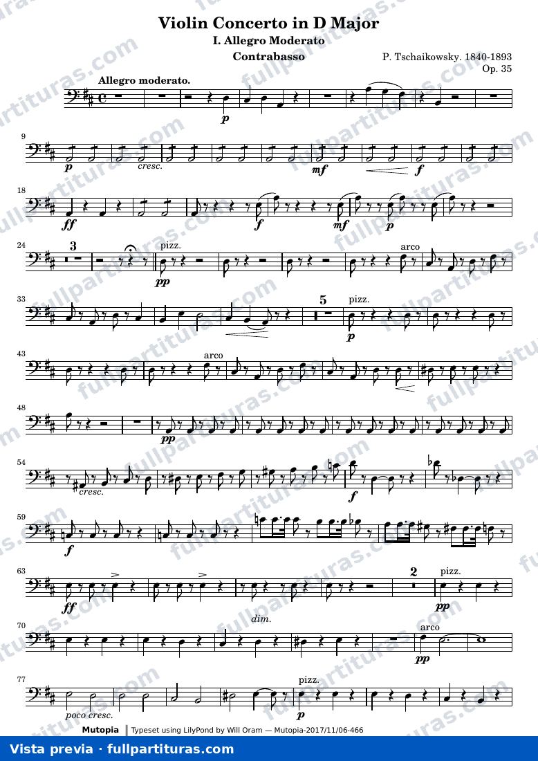 Violin Concerto in D Major (All three movements) — Contrabasso — preview