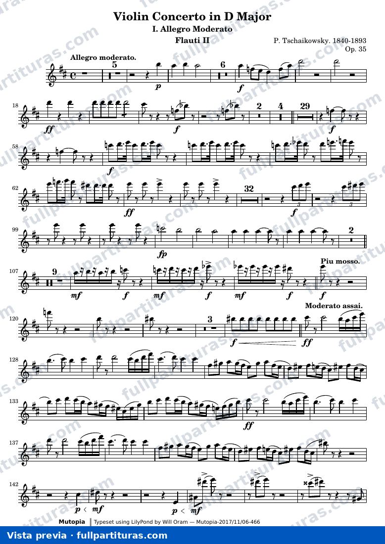 Violin Concerto in D Major (All three movements) — Flauti2 — preview