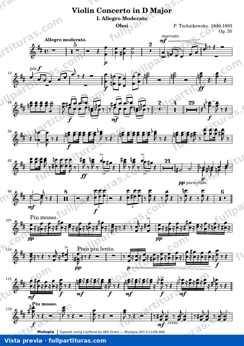 Violin Concerto in D Major (All three movements) — Oboi — vista previa