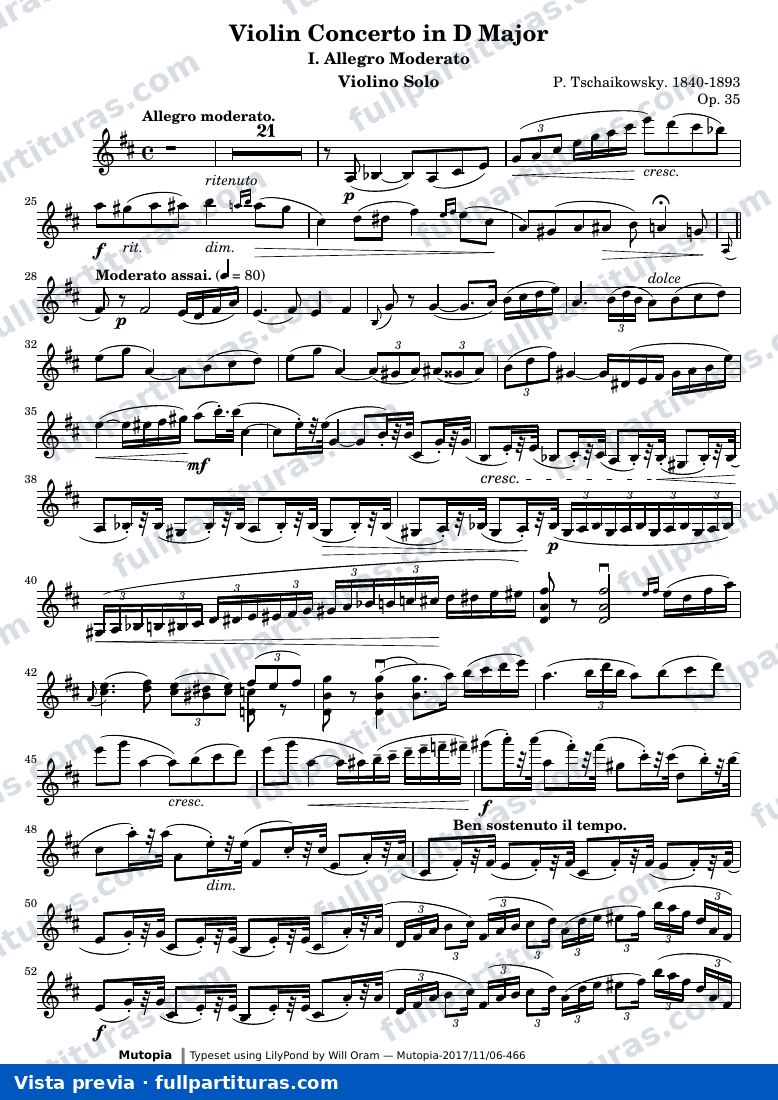 Violin Concerto in D Major (All three movements) — Solo — preview