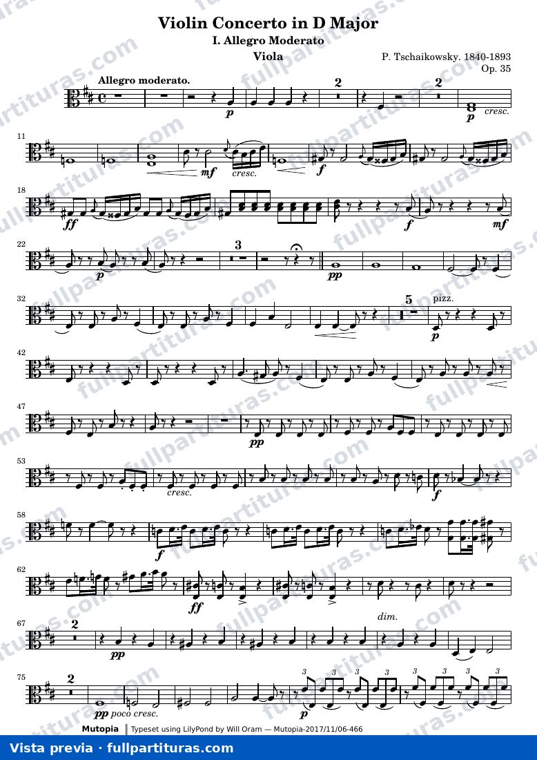 Violin Concerto in D Major (All three movements) — Viola — предварительный просмотр