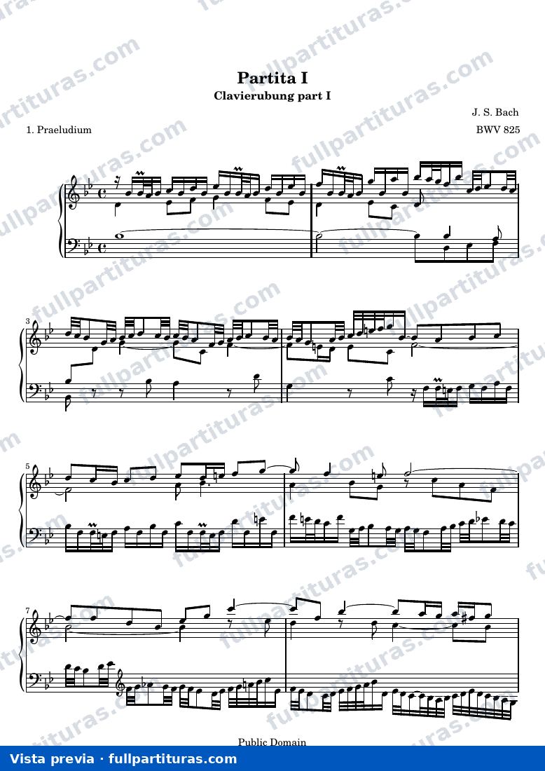 Six Partitas (Clavierubung part I): No. 1 — 10title hub — aperçu
