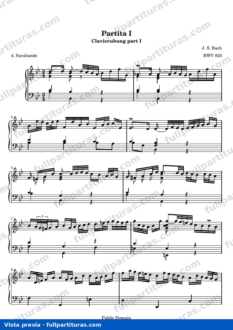 Six Partitas (Clavierubung part I): No. 1 — 14title hub — aperçu