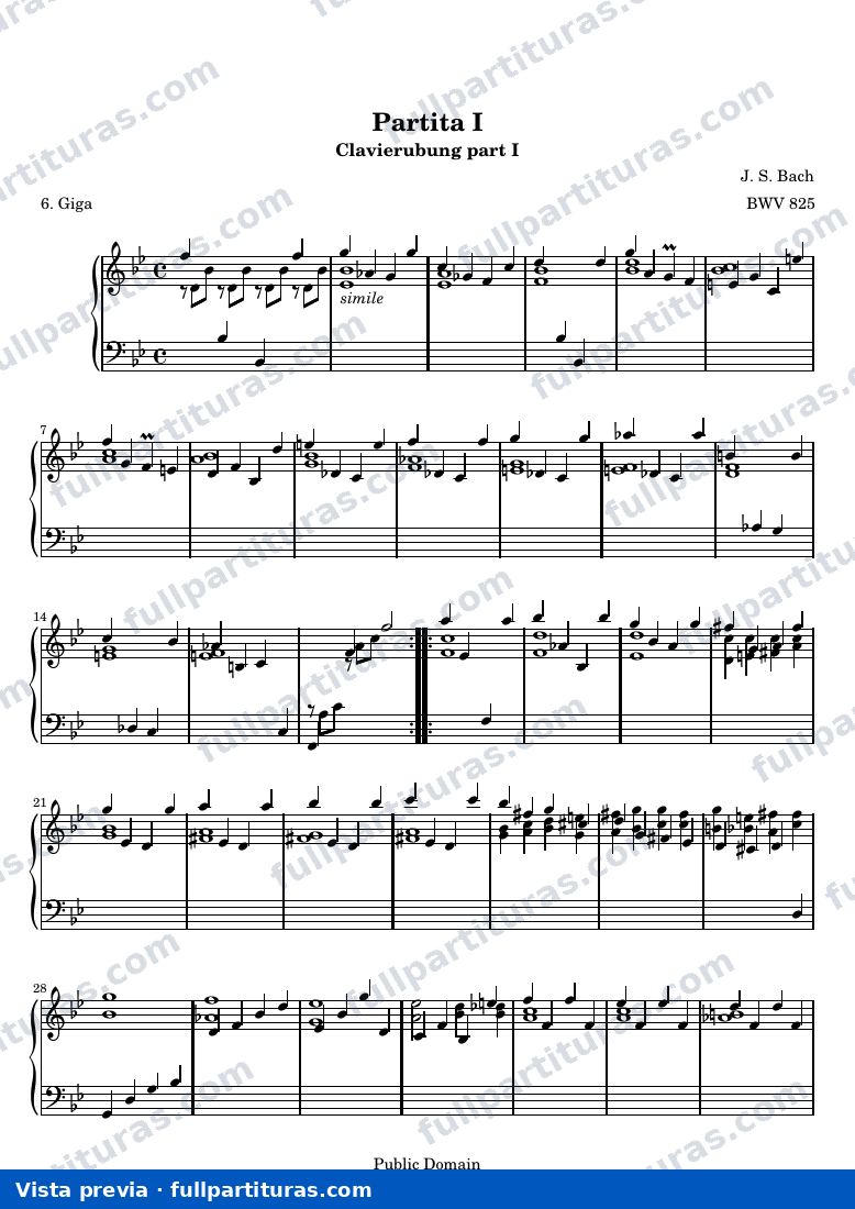 Six Partitas (Clavierubung part I): No. 1 — 16title hub — aperçu