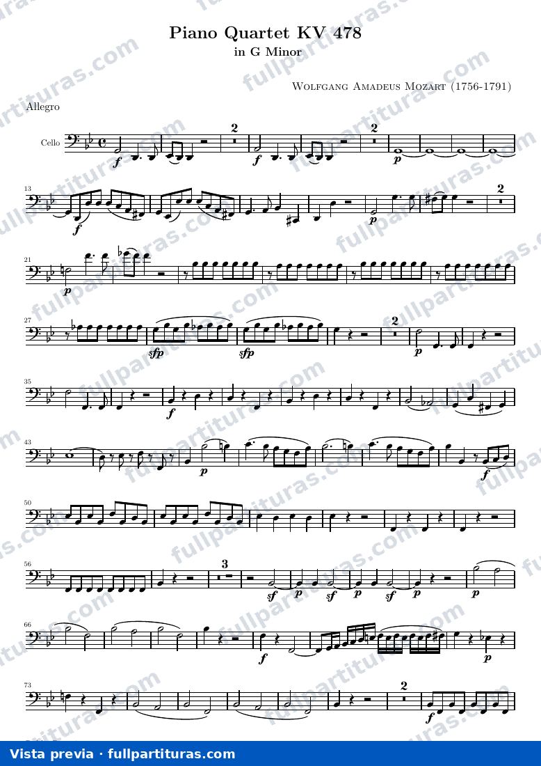 Piano Quartet KV 478 — K478 cello — vista previa