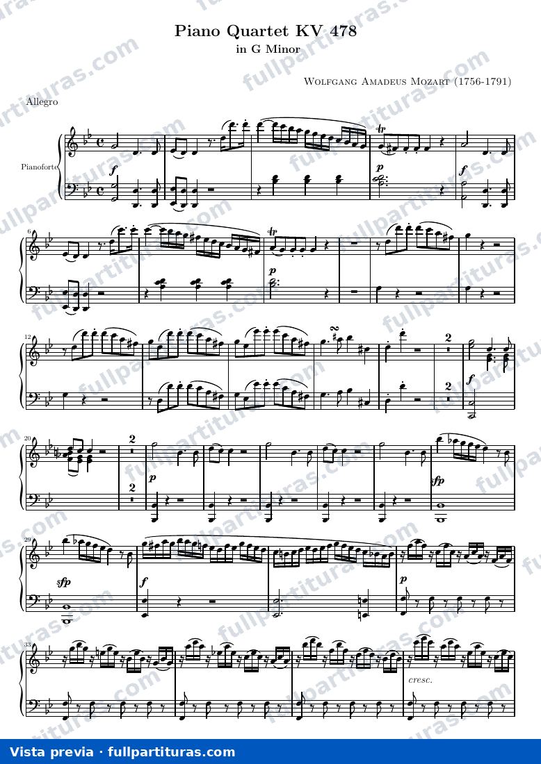 Piano Quartet KV 478 — K478 piano — vista previa