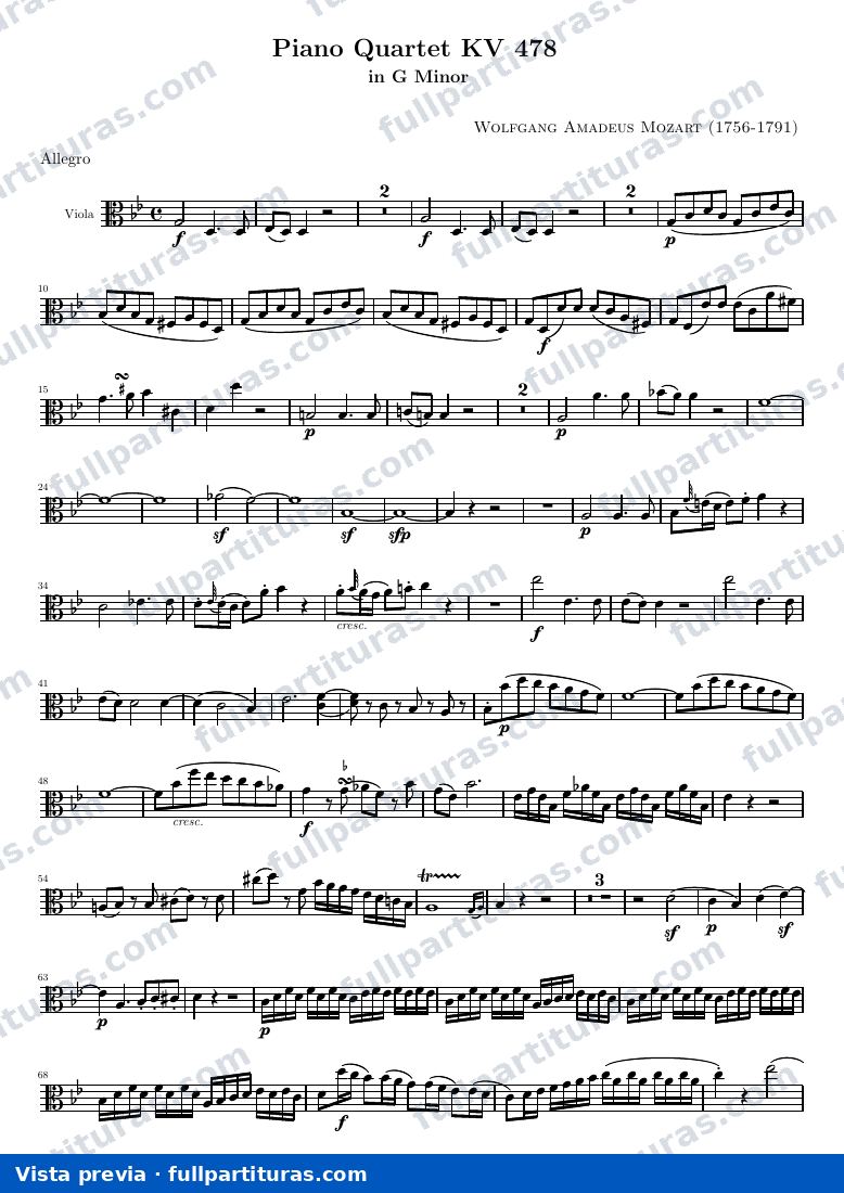 Piano Quartet KV 478 — K478 viola — vista previa