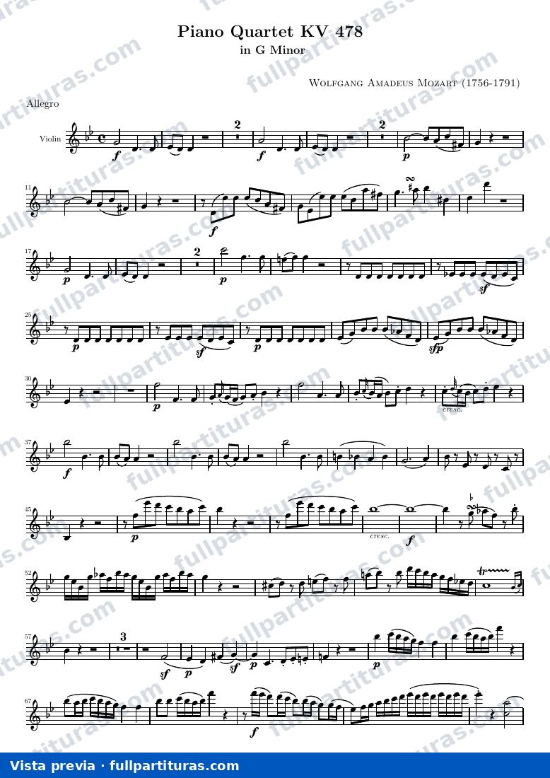 Piano Quartet KV 478 — K478 violin — vista previa