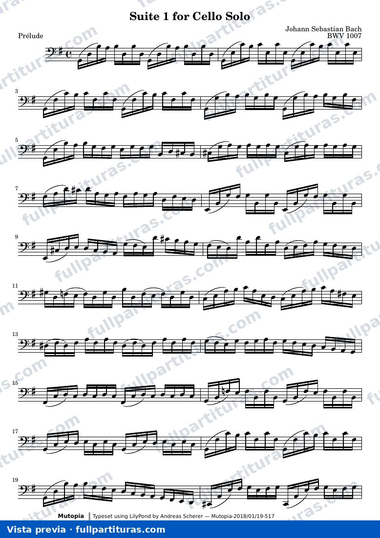 Suite 1 for Cello Solo — Bwv1007 — vista previa