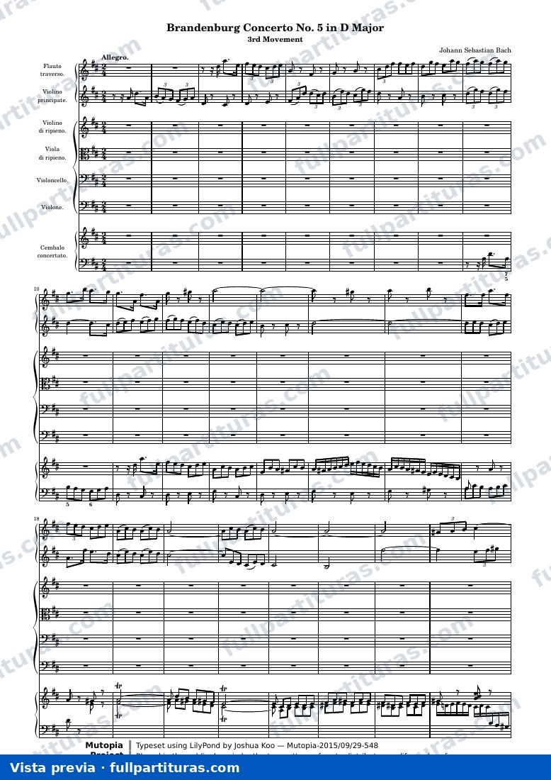 Brandenburg Concerto No. 5 (3rd Movement: Allegro) — Score — Vorschau