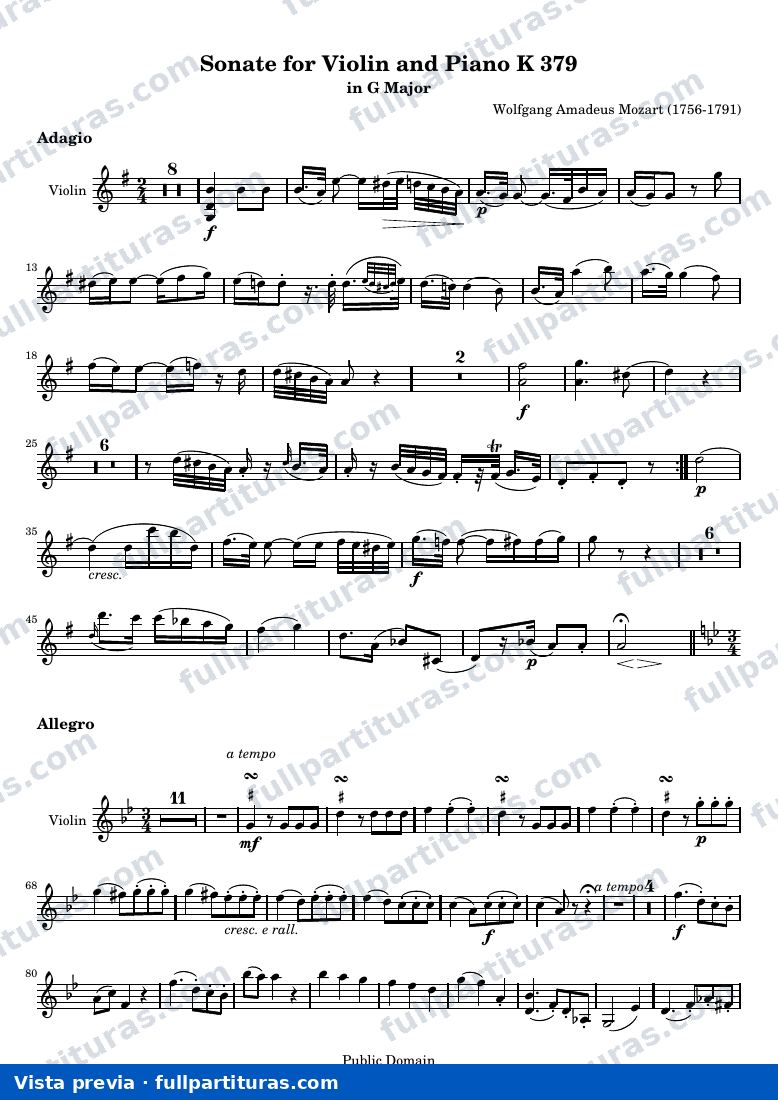 Sonate for Violin and Piano K 379 — K379 violin — vista previa