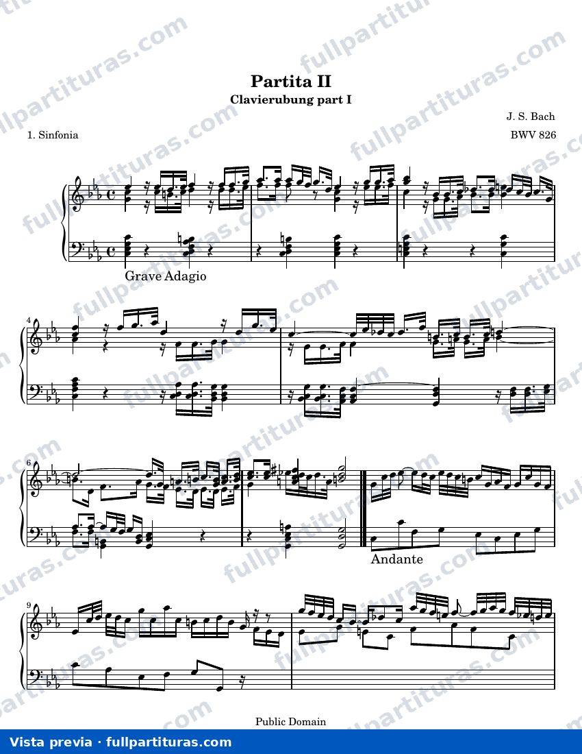 Six Partitas (Clavierubung part I): No. 2 — 21title hub — aperçu