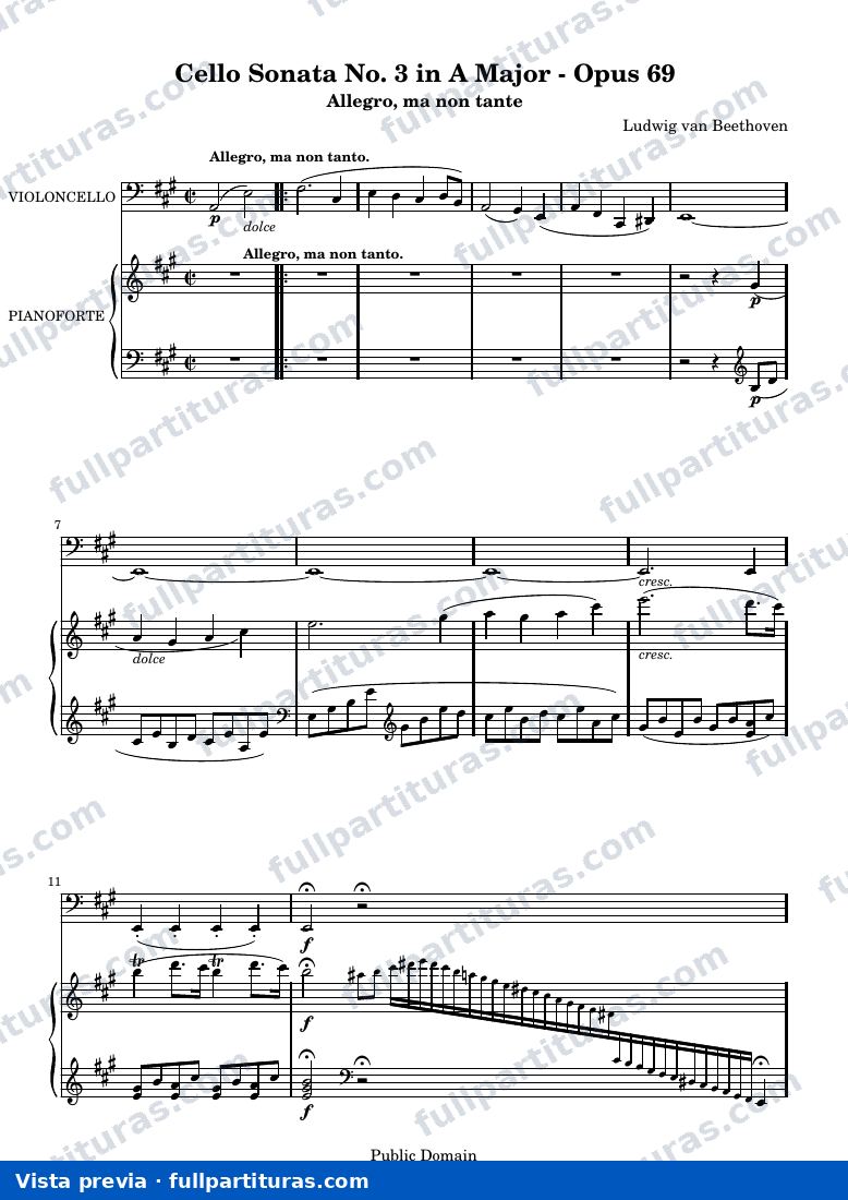 Cello Sonata No. 3 in A Major, Op. 69 — vista previa