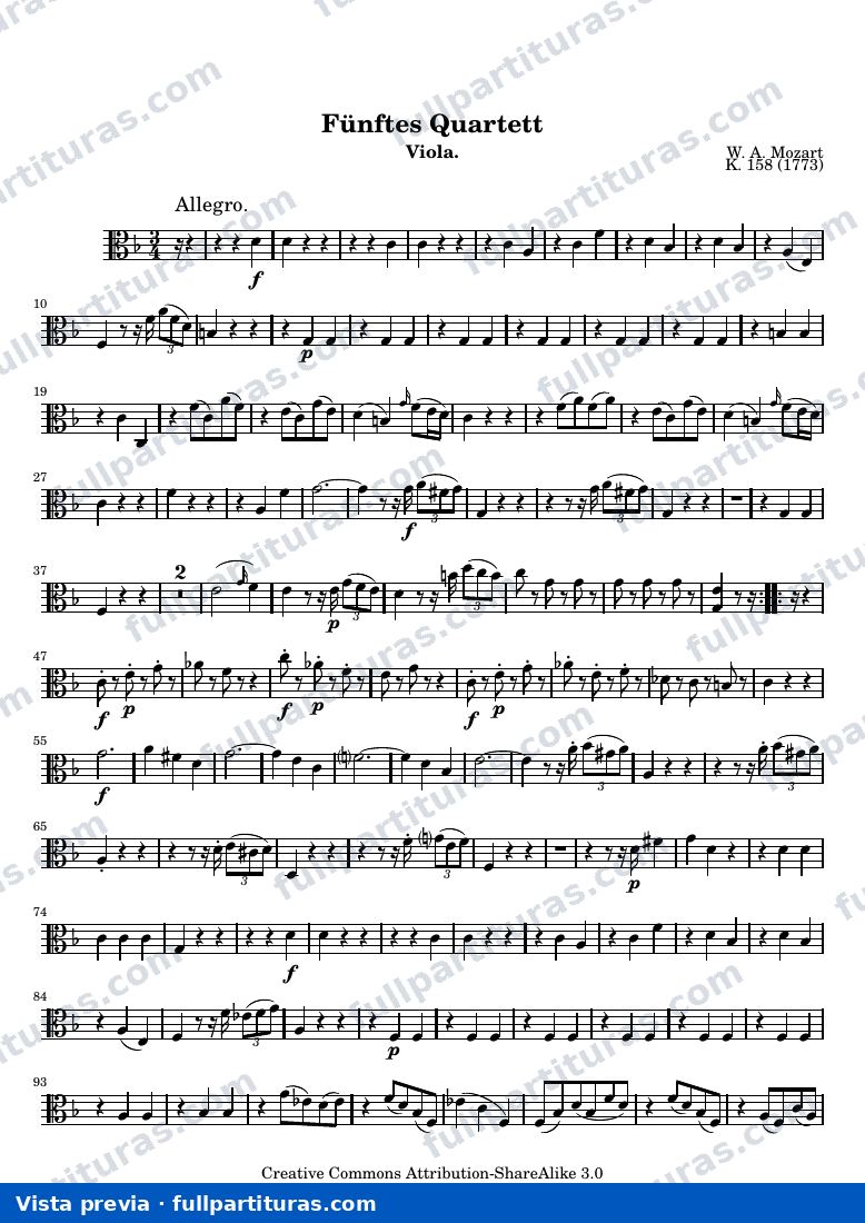 Funftes Quartett — Violascore — vista previa