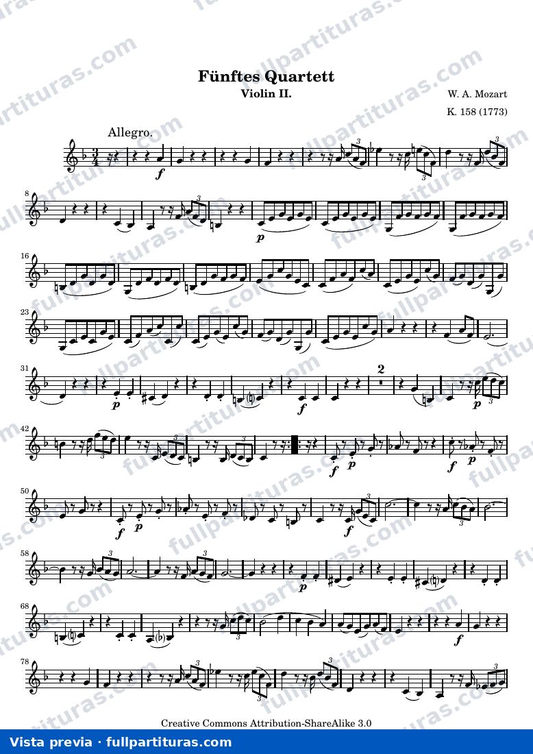 Funftes Quartett — Violin2score — vista previa