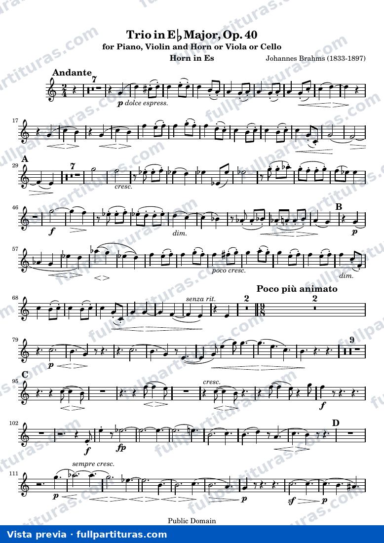 Brahms Horn Trio — Horn — Vorschau