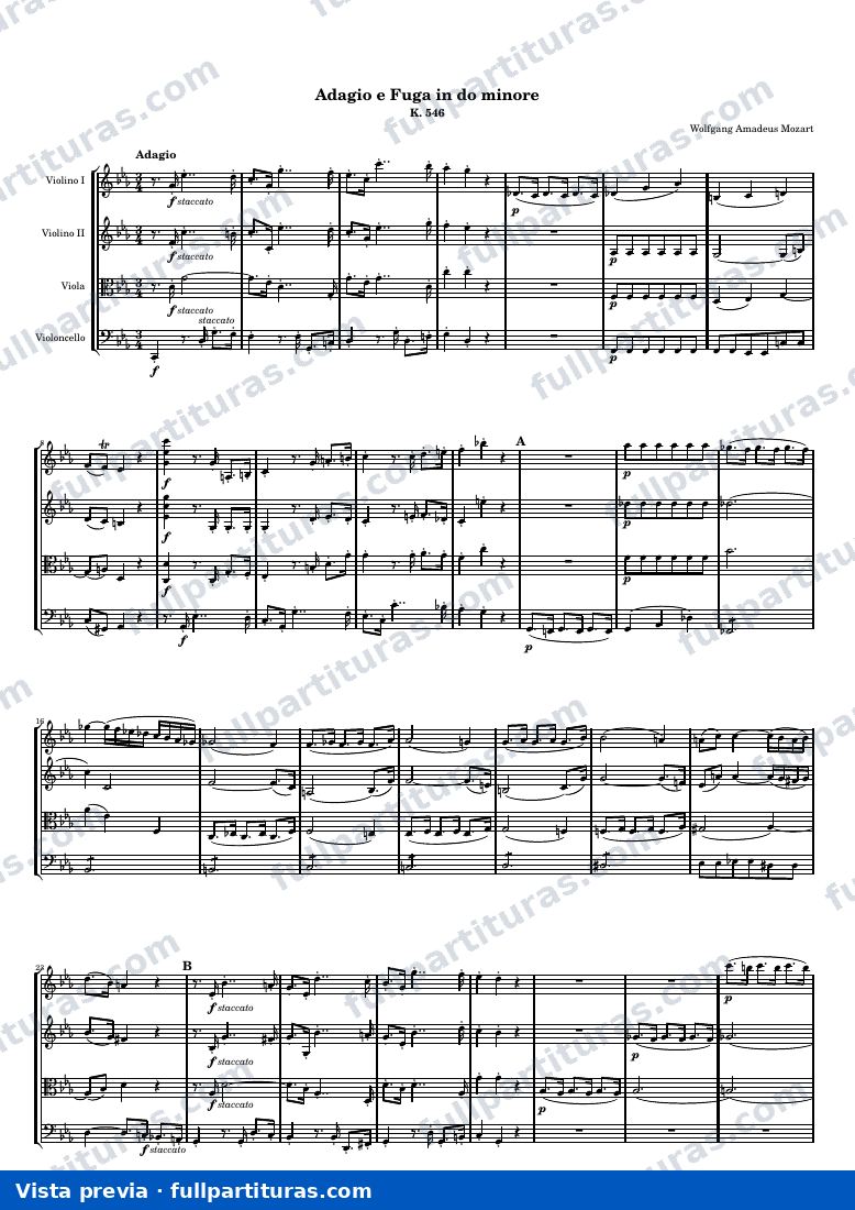 Adagio and Fugue in C minor — Partitura — vista previa