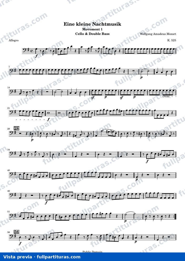 Eine kleine Nachtmusik (1st movement) — Cello — vista previa
