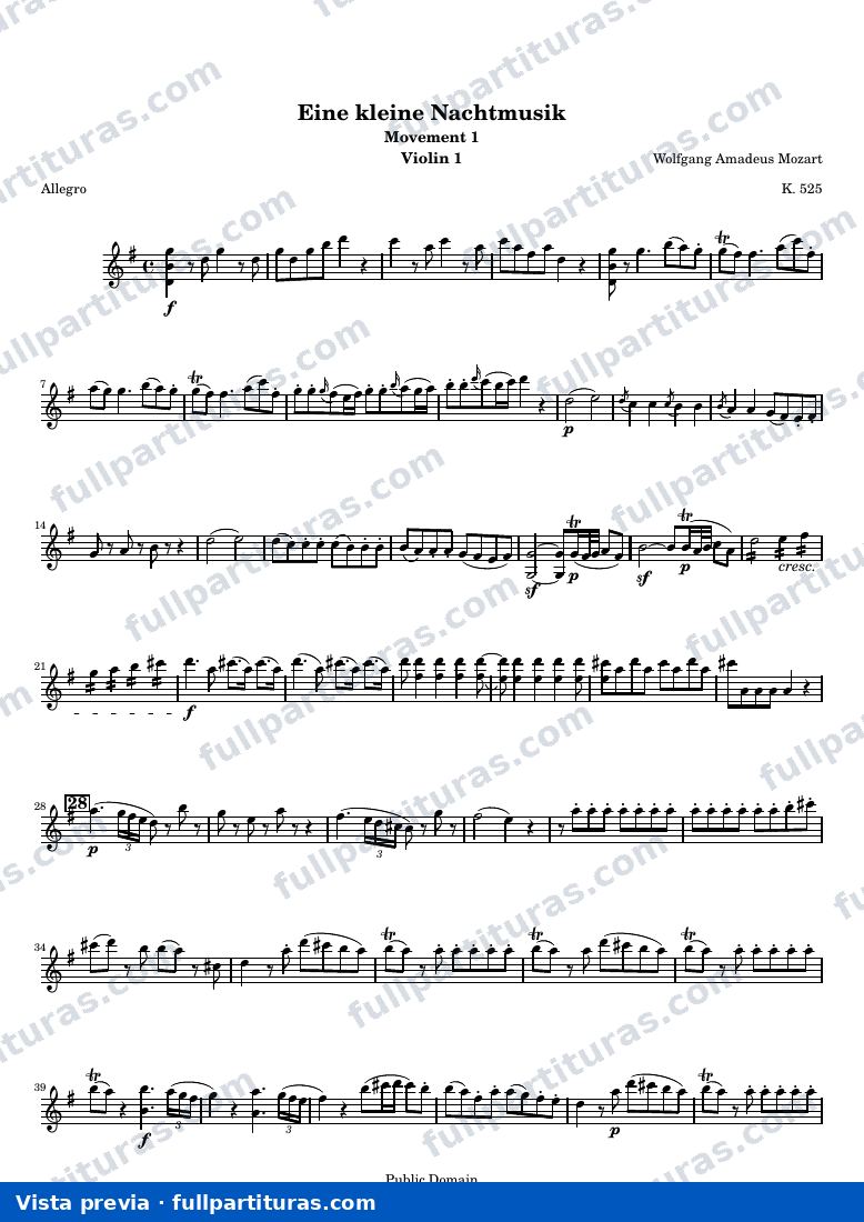 Eine kleine Nachtmusik (1st movement) — Violin1 — vista previa