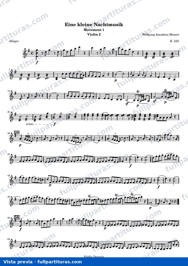 Eine kleine Nachtmusik (1st movement) — Violin2 — vista previa