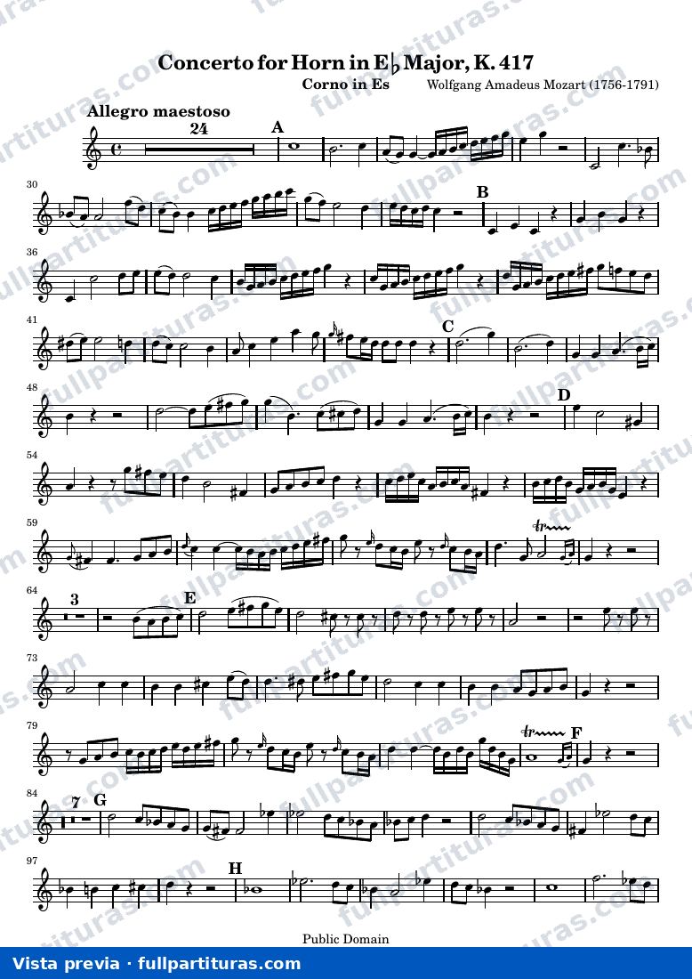 Mozart Horn Concerto No. 2 — Horn — vista previa