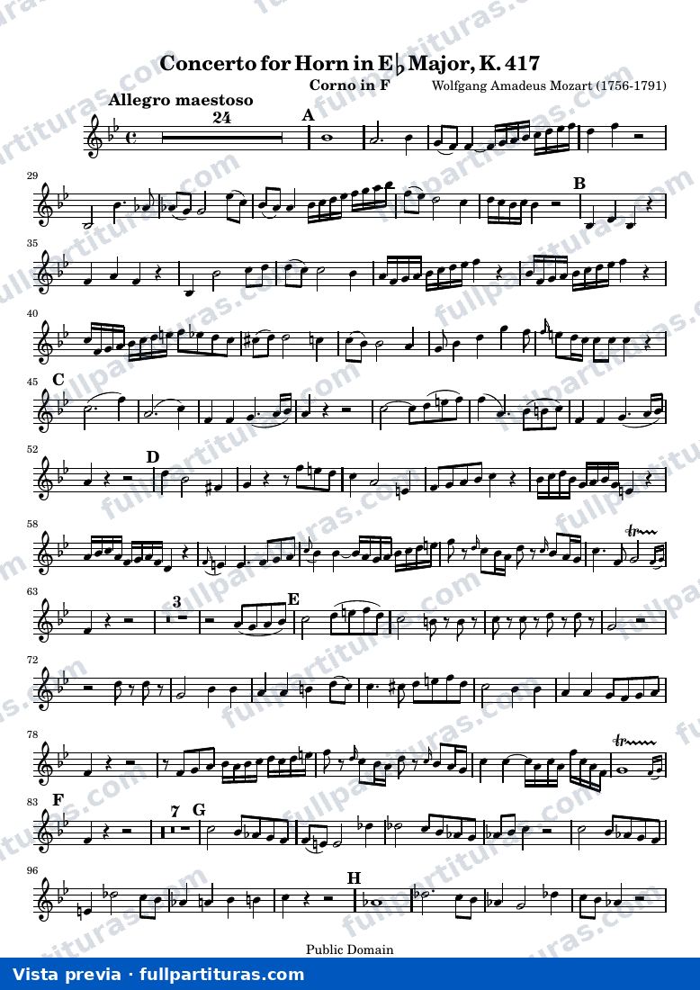 Mozart Horn Concerto No. 2 — HornInF — vista previa