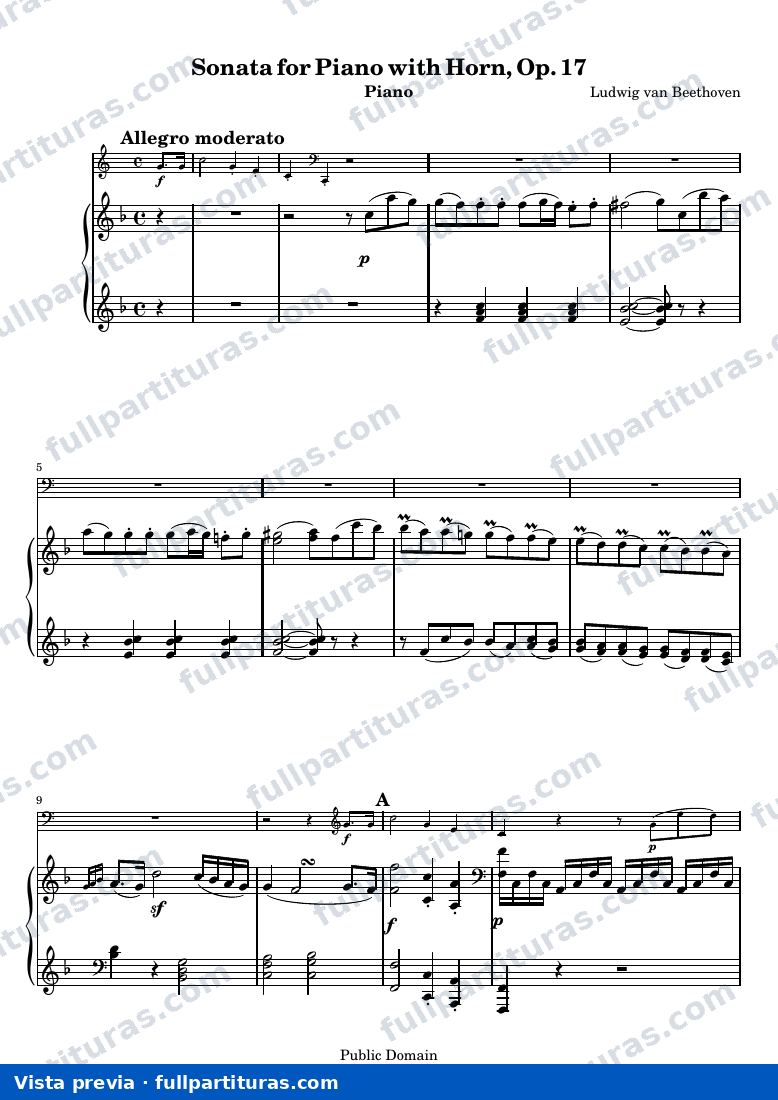 Sonata for Piano with Horn, Op. 17 — Piano — vista previa