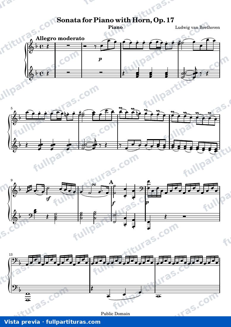 Sonata for Piano with Horn, Op. 17 — PianoAlone — Vorschau