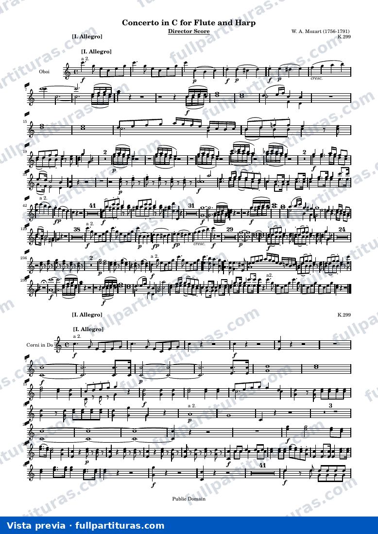 Concerto in C for Flute and Harp — DirectorScore — vista previa