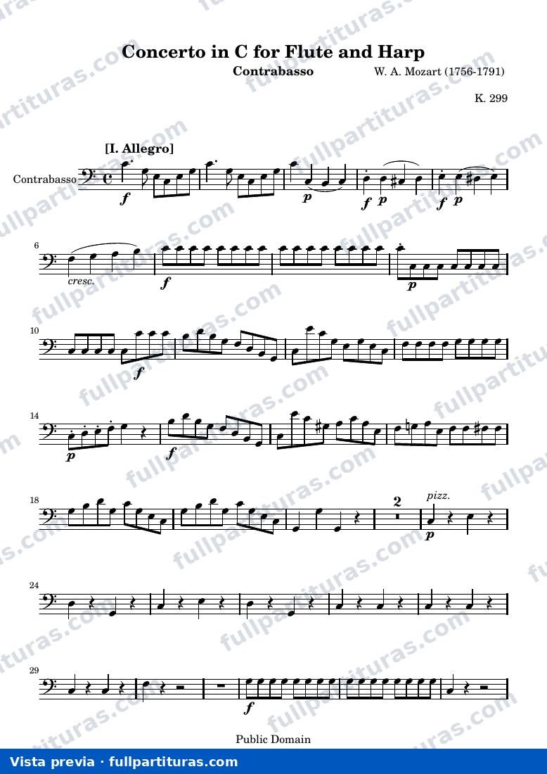 Concerto in C for Flute and Harp — Basso — vista previa