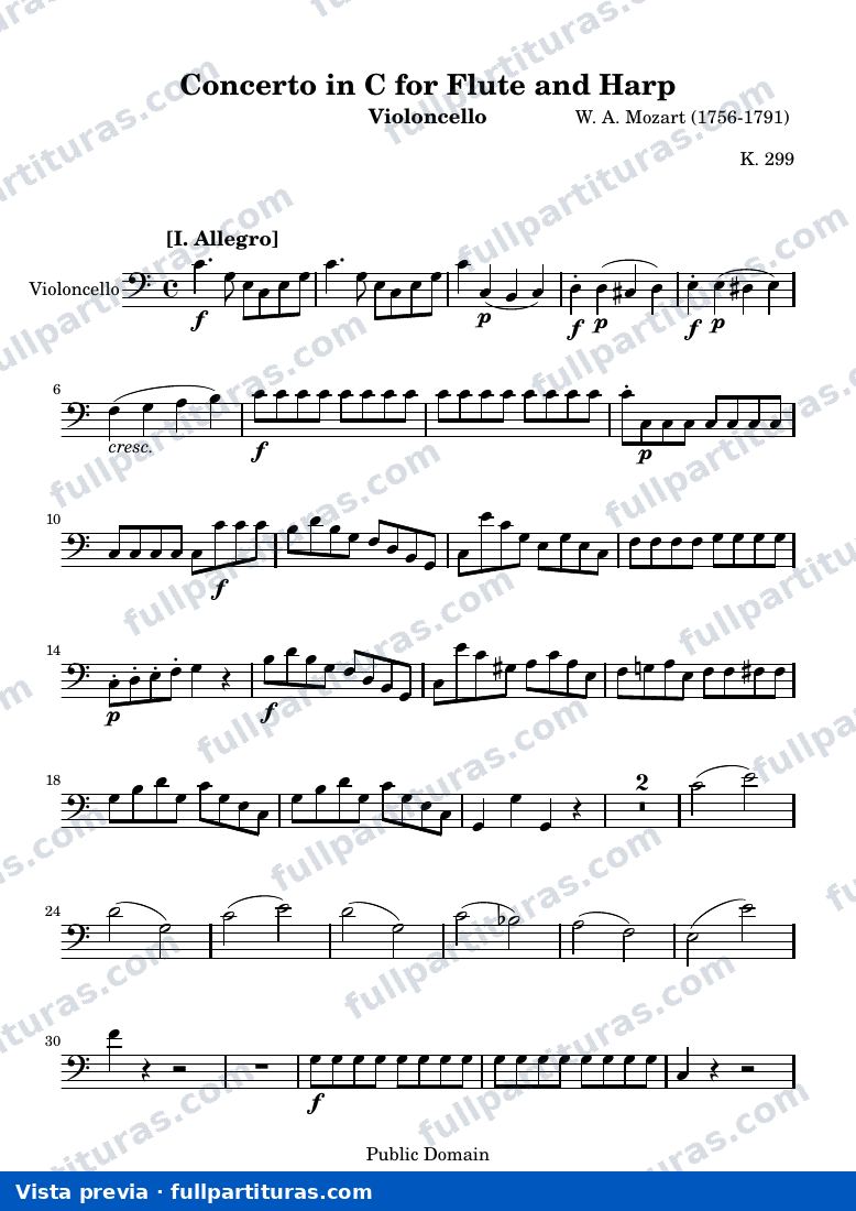 Concerto in C for Flute and Harp — Cello — vista previa