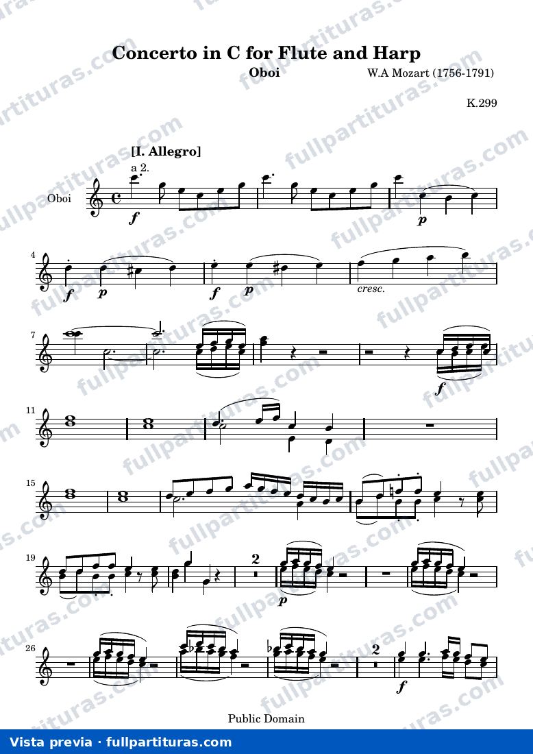 Concerto in C for Flute and Harp — Oboi — vista previa