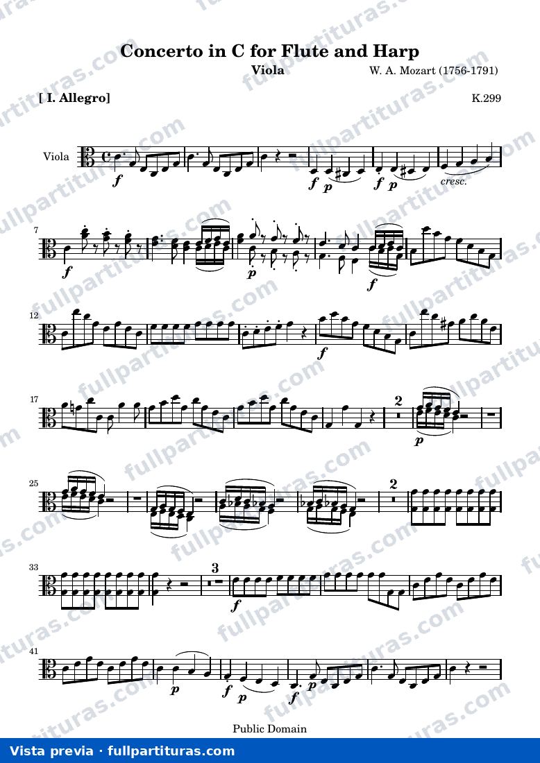 Concerto in C for Flute and Harp — Viola — vista previa