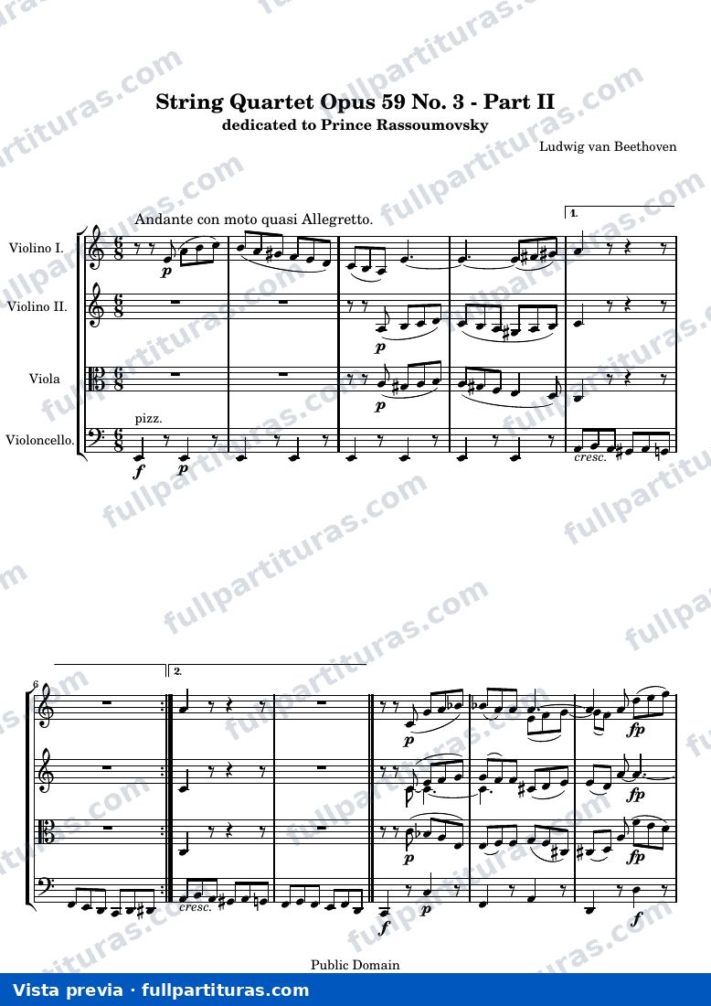 String Quartet Opus 59 No. 3 - Part II — vista previa