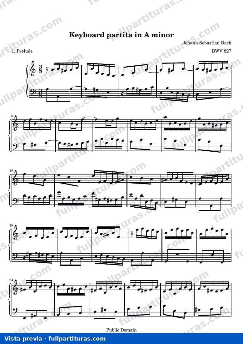 Keyboard partita in A minor — BWV 827 1 — aperçu