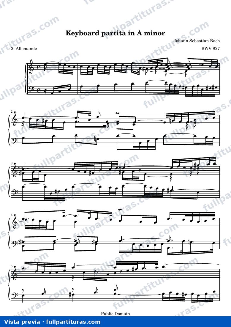 Keyboard partita in A minor — BWV 827 2 — vista previa