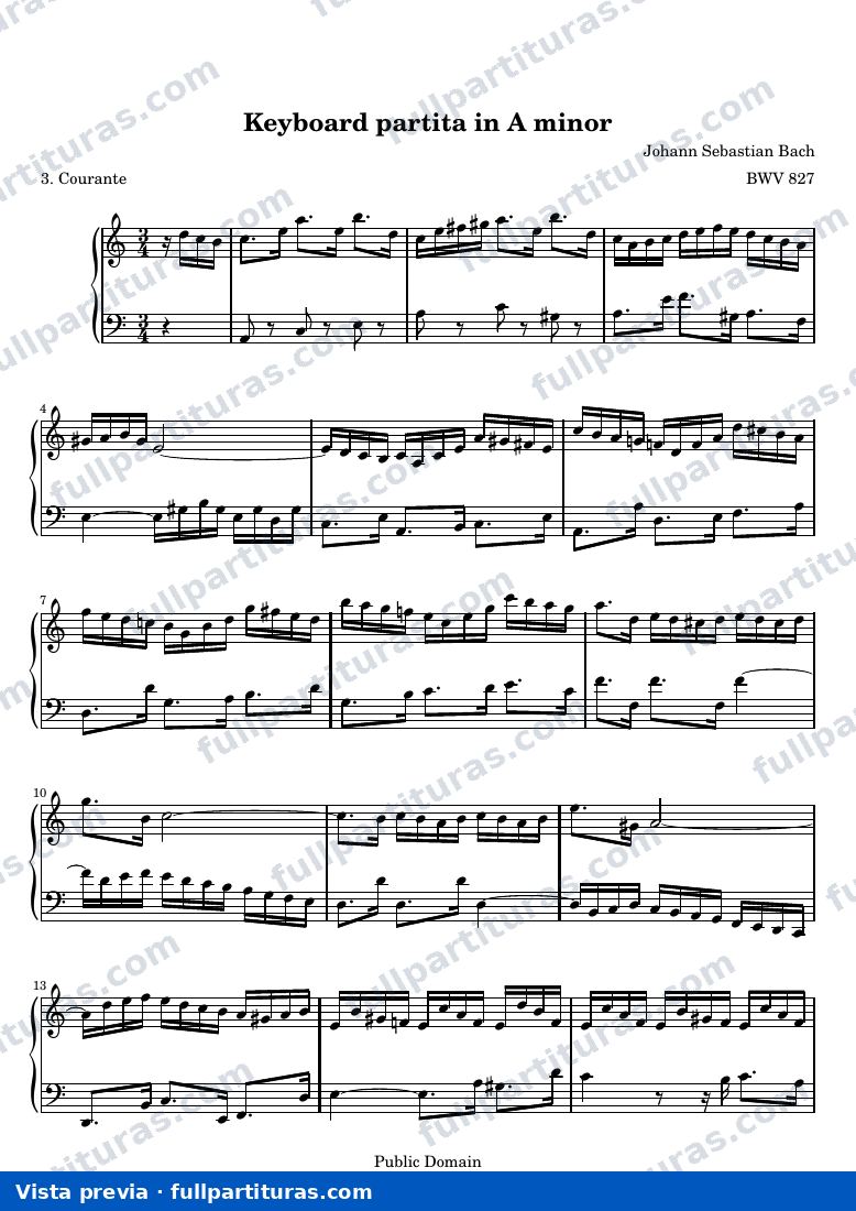 Keyboard partita in A minor — BWV 827 3 — Vorschau